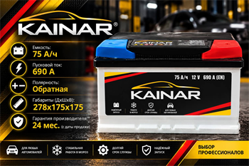 Kainar 75 А/ч 690 А о.п. низкий 2107