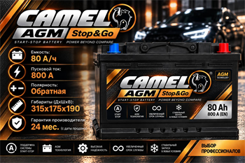 CAMEL AGM Stop&Go 80 А/ч 800 А о.п. AGMVRL480