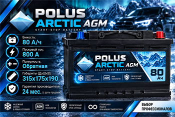 POLUS ARCTIC AGM 80 А/ч 800 А о.п. PA80.0AGM