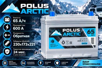 POLUS ARCTIC 65 А/ч 600 А о.п. бортик PA70D23L CCA