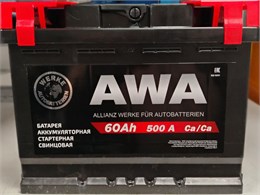 AWA 60 А/ч 500 А о.п. 2497